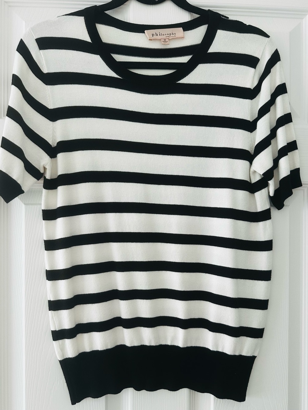 Philosophy Republic Clothing Women’s M Black White Striped Knit Sweater Top
